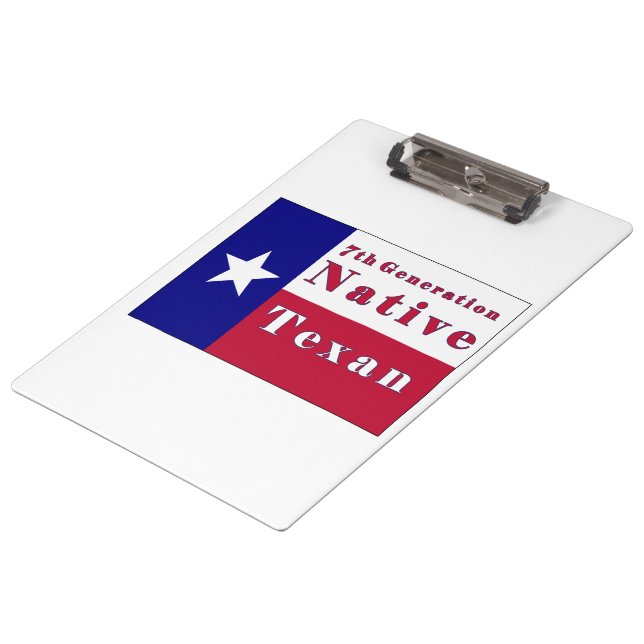 Native Texan Flag der 7. Generation Klemmbrett (Schrägansicht)