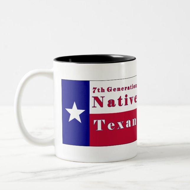 Native Texan Flag der 7. Generation Zweifarbige Tasse (Links)