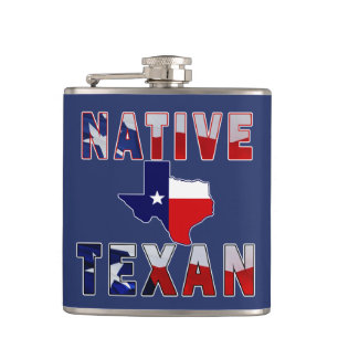 Native Texan Flag Map Flachmann