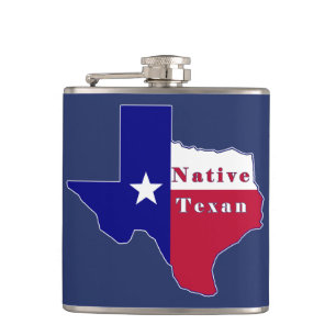 Native Texan Flag Map Flachmann