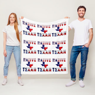 Native Texan Flag Map Fleecedecke