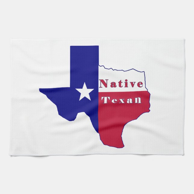 Native Texan Flag Map Geschirrtuch (Horizontal)