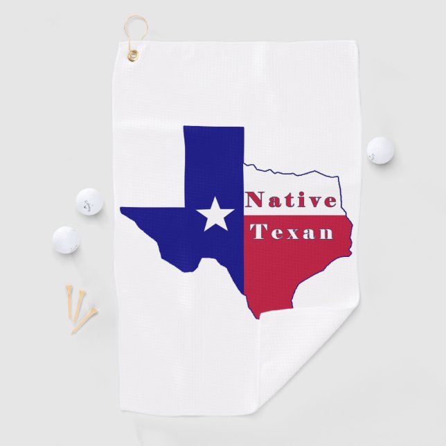Native Texan Flag Map Golfhandtuch (Insitu)