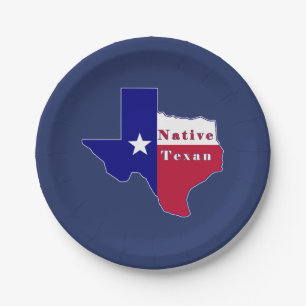 Native Texan Flag Map Pappteller