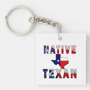 Native Texan Flag Map Schlüsselanhänger