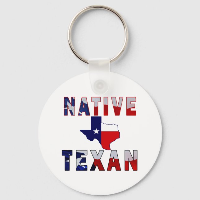 Native Texan Flag Map Schlüsselanhänger (Vorderseite)