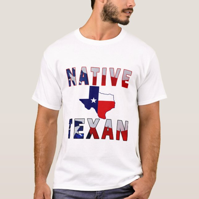 Native Texan Flag Map T-Shirt (Vorderseite)