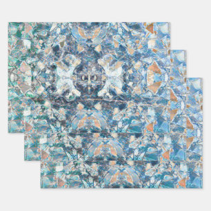 Native Tribal Classic Blue Tan Ethnic Design Geschenkpapier Set