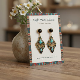 Native Tribal Motif Earring Jewelry Display Card Visitenkarte