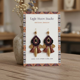 Native Tribal Motif Earring Jewelry Display Card Visitenkarte
