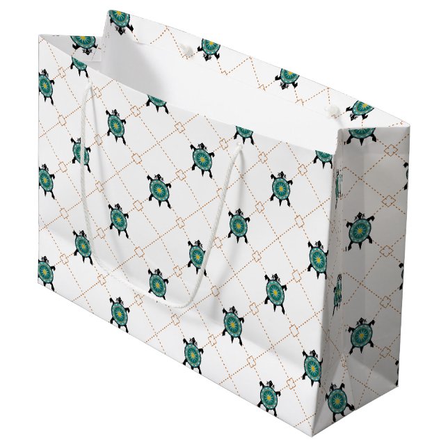 Native Turtle Große Geschenktüte (Vorderseite Schrägansicht)