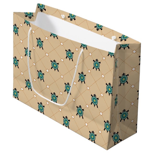 Native Turtle Große Geschenktüte (Vorderseite Schrägansicht)