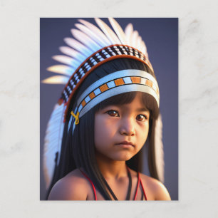 NATIVER AMERIKANISCHE UREINWOHNER KLEINE KUNST Pos Postkarte
