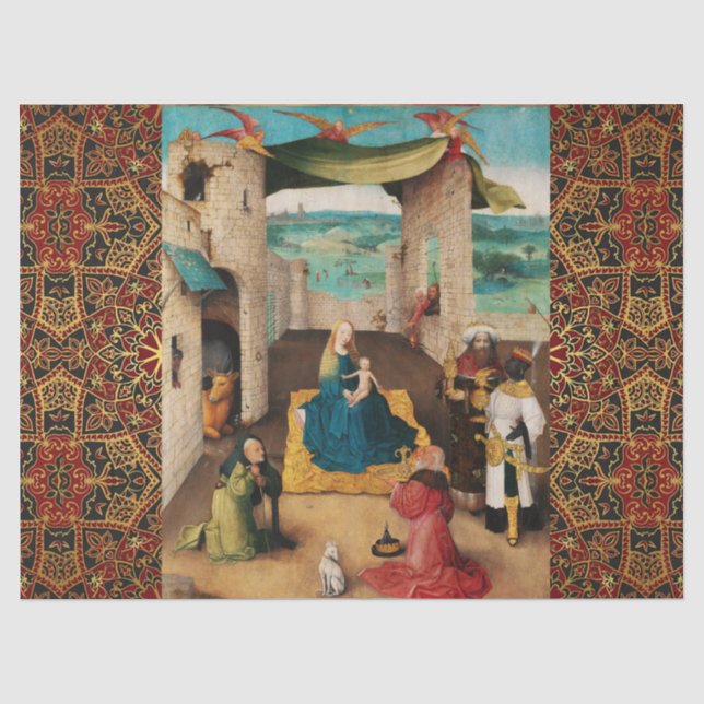 NATIVITÄT, ANNAHME VON MAGI durch BOSCH Weihnachte Seidenpapier (Vorderseite)