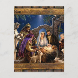 NATIVITÄT DES JESUSCHRISTEN HOLZRAHMENS 03ZOLL POSTKARTE