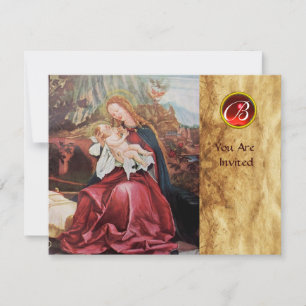 NATIVITÄT MIT ANGELN - MAGIC CHRISTMAS MONOGRAM EINLADUNG