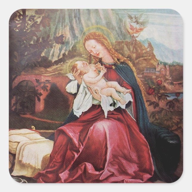 NATIVITÄT MIT ANGELN - MAGIC OF CHRISTMAS QUADRATISCHER AUFKLEBER (Vorderseite)