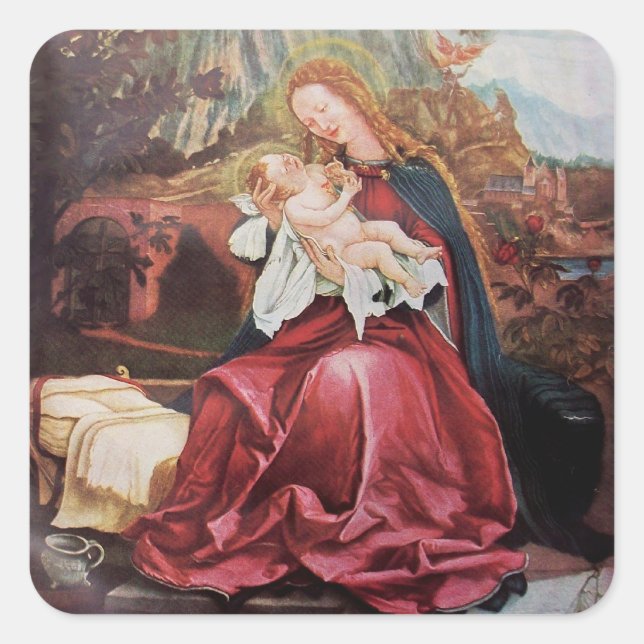 NATIVITÄT MIT ANGELN - MAGIC OF CHRISTMAS QUADRATISCHER AUFKLEBER (Vorderseite)