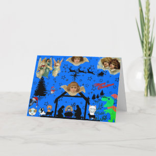 NATIVITÄT MIT TIEREN, DIE MASKS-CHRISTMAS-KARTE TR KARTE