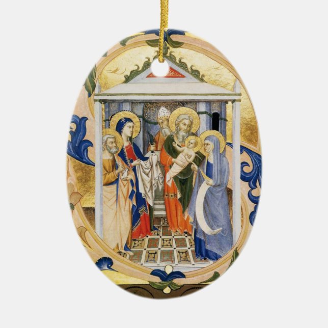 NATIVITÄT , PINK UND GOLD Gem Stein Keramik Ornament (Vorne)