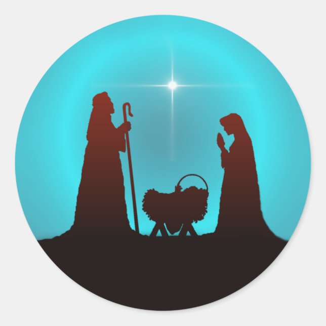 NATIVITÄT VON SHARON SHARPE RUNDER AUFKLEBER (Vorderseite)