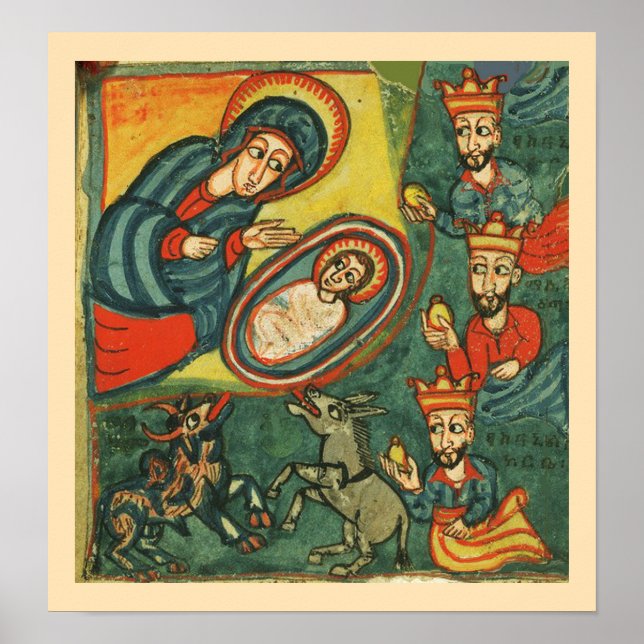 NATIVITÄTSCHRISTMAS-PARCHMENT , ANNAHME VON MAGI POSTER (Vorne)