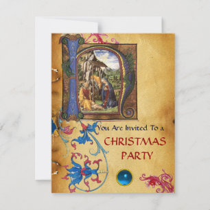 NATIVITÄTSMONOGRAMM FLORAL CHRISTMAS PARCHMENT EINLADUNG