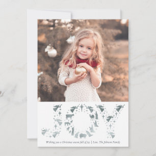 Nativité Photo Carte de Noël JOIE Faux Silver Foil