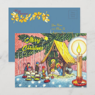Nativité sous l'arbre Carte postale de Noël