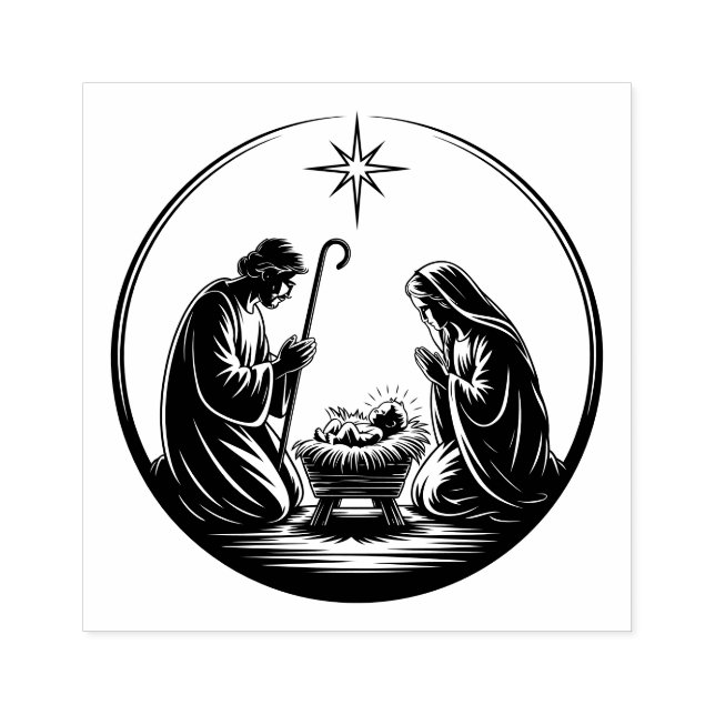 Nativity Baby Jesus Christmas Card Gummistempel (Prägung)