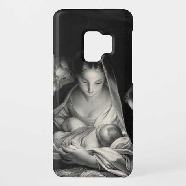 Nativity Baby Jesus Jungfrau Mary Angels Schwarz-w Case-Mate Samsung Galaxy Hülle (Rückseite)