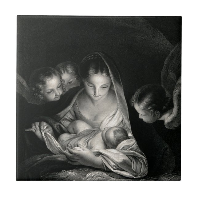 Nativity-Baby-Jesus-Jungfrau-Mary-Engel Fliese (Vorderseite)