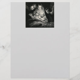 Nativity Baby Jesus Virgin Mary Angels Black White