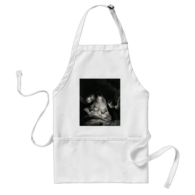 Nativity Baby Jesus Virgin Mary Angels Black White Schürze (Vorne)