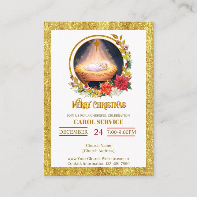 Nativity Carol Service Christmas Invitation (Devant)