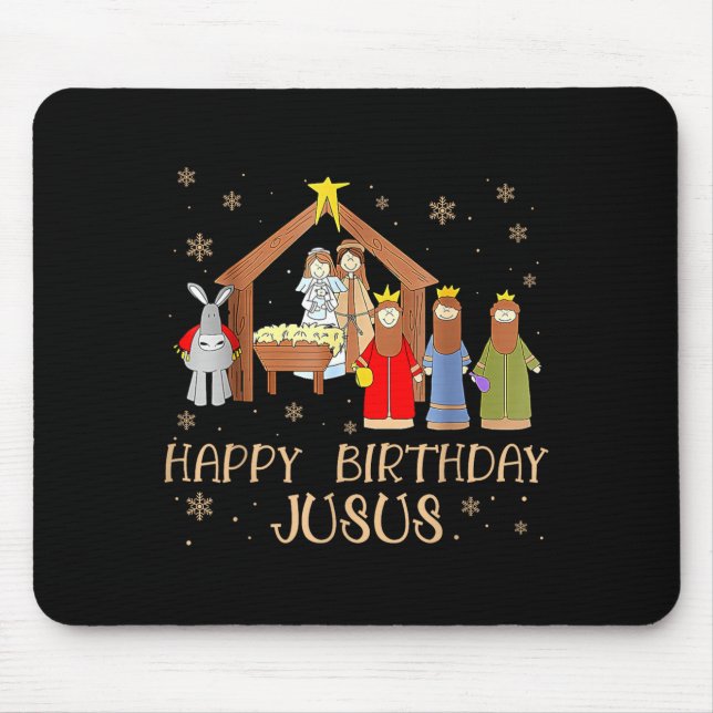 Nativity Happy Birthday Jesus Christmas Nativity C Mousepad (Vorne)