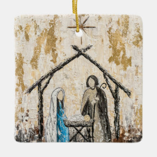 Nativity Keramik Square Ornament