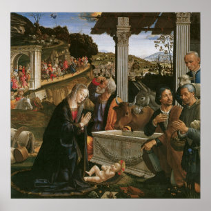 Nativity - Leinwand-Druck Domenico Ghirlandaio Poster