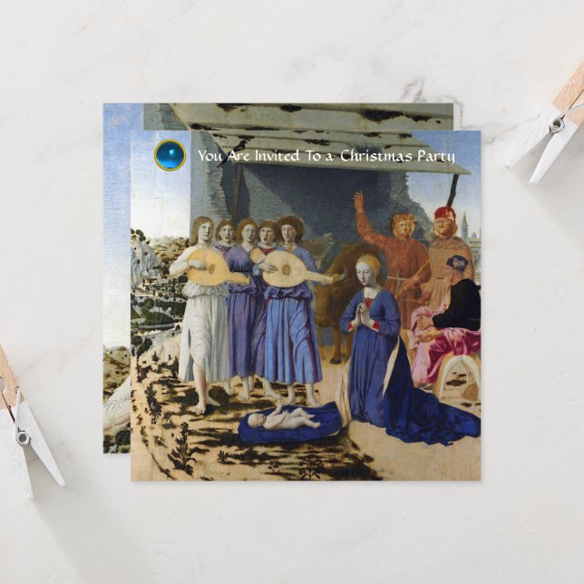 NATIVITY OF JESUS, ANGELS by PIERO DELLA FRANCESCA Einladung (Vorderseite/Rückseite Beispiel)