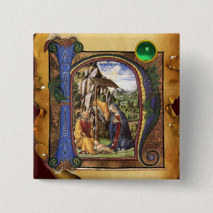 NATIVITY PARCHITY Green Jade Monogram Button
