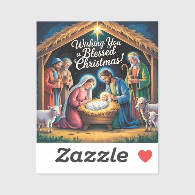 Nativity Scene Christmas Greeting Aufkleber (Blatt)
