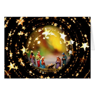 Nativity Scene Crib Virgin Mary Infant Jesus Stars