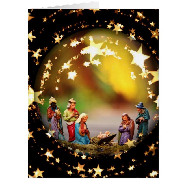 Nativity Scene Crib Virgin Mary Infant Jesus Stars (Vorderseite)