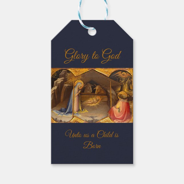 Nativity Scene in Gold Glory to God Geschenkanhänger (Vorderseite)