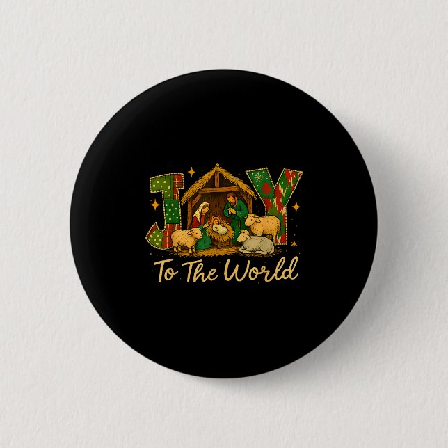 Nativity Scene Joy To The World – Christmas Faith  Button (Vorderseite)
