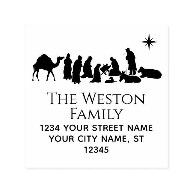 Nativity Scene Manager Baby Jesus Name Adresse Permastempel (Design)