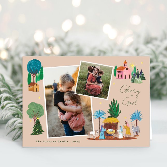 Nativity Scenen 2 Photos Christmas Greeting Card Einladung (Nativity Scenen 2 Photos Christmas Greeting Card)
