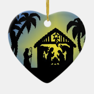 Nativity-Silhouette-Freude zur Welt Keramik Ornament