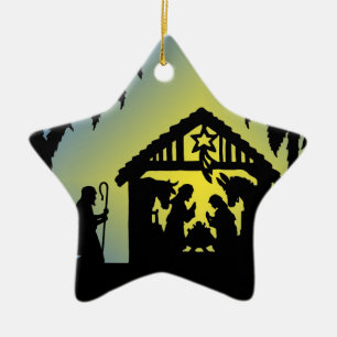 Nativity-Silhouette-Freude zur Welt Keramikornament