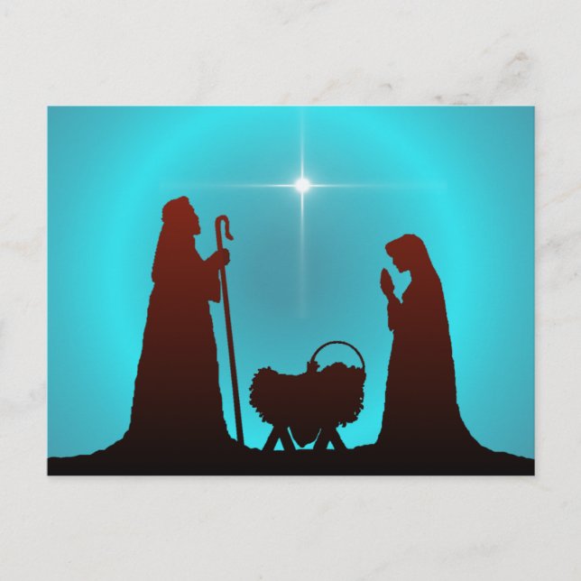 NATIVITY SILHOUETTE & STAR by SHARON SHARPE Postkarte (Vorderseite)